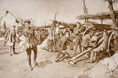 British Artillery Units Manning Guns at the Front by English School
